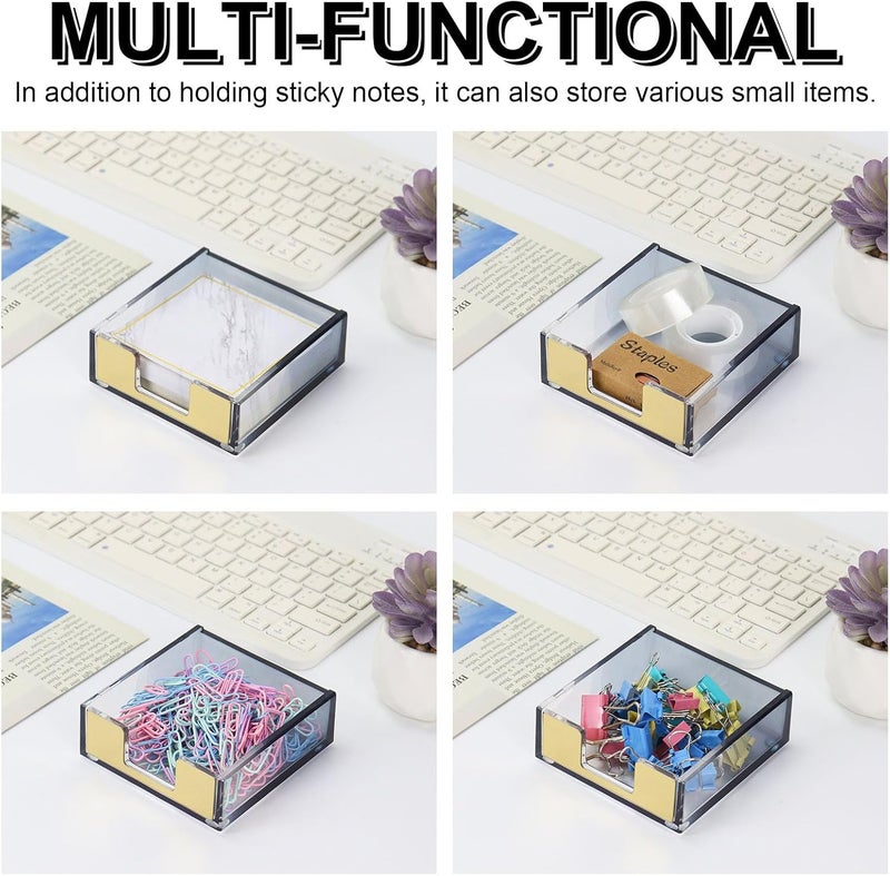 MultiBey Gradient Acrylic Sticky Note Holder, Clear Acrylic Post Note Pad Holder Memo Dispenser Desk Organizer Dispenser with Non-Slip Pads for Office Home Decor (Black) - Image 5