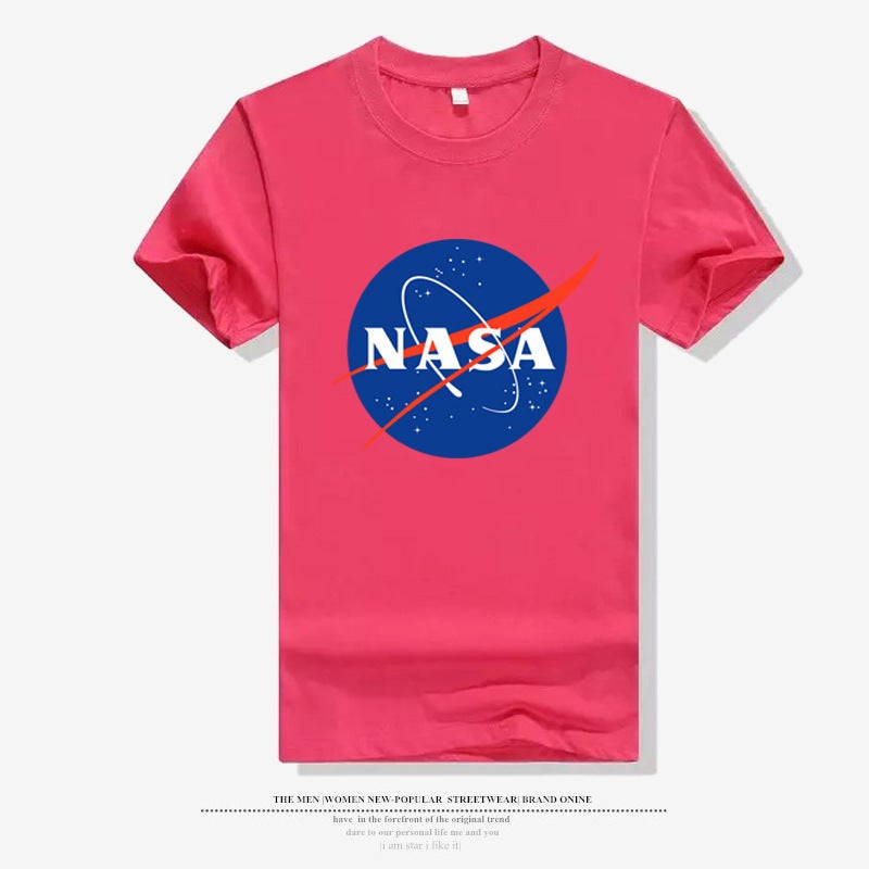 American Astronaut Nasa Galaxy Earth Print T-Shirt Cotton Crewneck Half Sleeve Shirt Couple Sports Top - Image 1