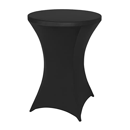 FestiCorp Spandex Black Table Cover, Cocktail Fitted Tablecloths, Round Highboy Stretch Table Covers Cloths for Party, Bar, Wedding, Birthday, Banquet, 30"-32" Diameter x 40"-43" Height - Image 1