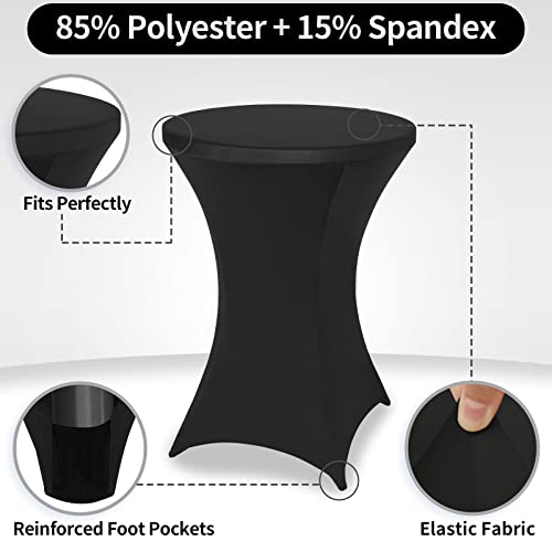FestiCorp Spandex Black Table Cover, Cocktail Fitted Tablecloths, Round Highboy Stretch Table Covers Cloths for Party, Bar, Wedding, Birthday, Banquet, 30"-32" Diameter x 40"-43" Height - Image 4
