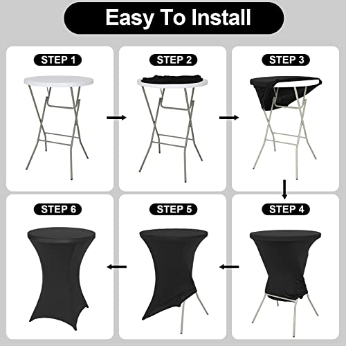 FestiCorp Spandex Black Table Cover, Cocktail Fitted Tablecloths, Round Highboy Stretch Table Covers Cloths for Party, Bar, Wedding, Birthday, Banquet, 30"-32" Diameter x 40"-43" Height - Image 5