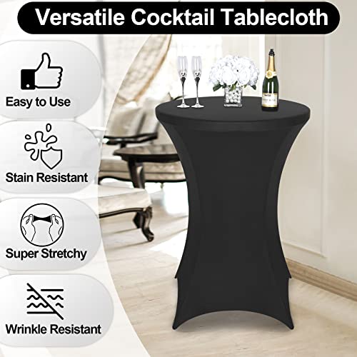 FestiCorp Spandex Black Table Cover, Cocktail Fitted Tablecloths, Round Highboy Stretch Table Covers Cloths for Party, Bar, Wedding, Birthday, Banquet, 30"-32" Diameter x 40"-43" Height - Image 2