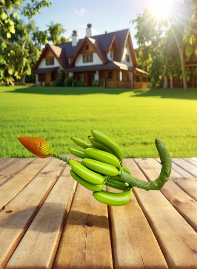 Zzooi Artificial Whole Bunch of Bananas with Fruit Stem and Bud Green - Image 3