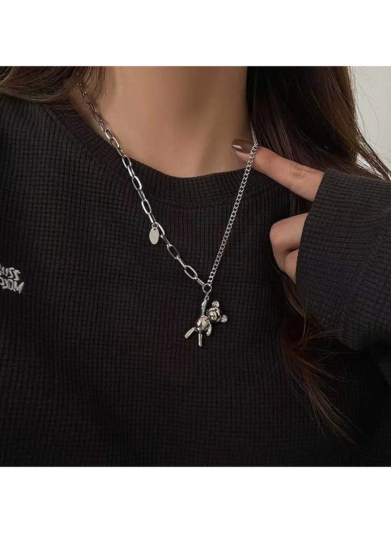 Goolsky Unique Bear Pendant Long Necklace – Trendy Hip-Hop Layered Sweater Chain for Women | Cool Minimalist Hoodie Accessory  - Image 1