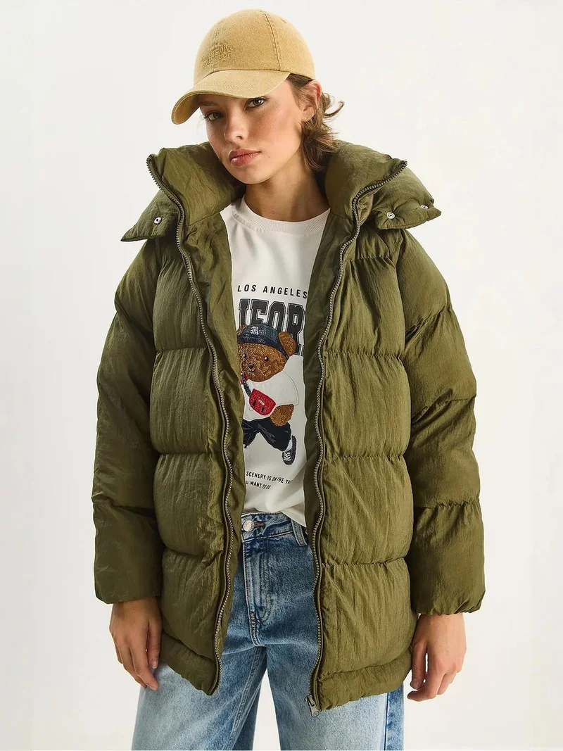 Bianco Lucci LUCCI Oversized Hooded Puffer Coat