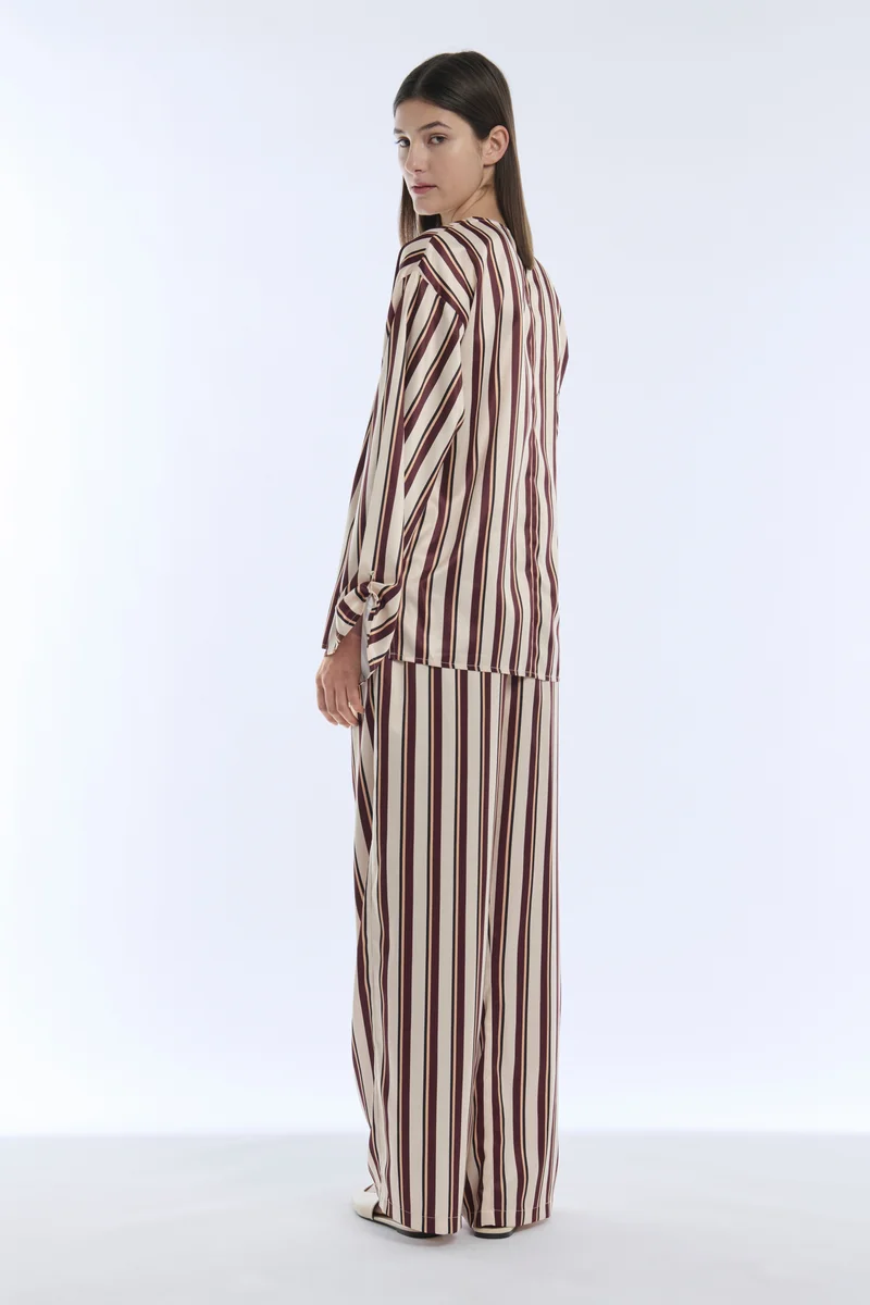 Iyal  Satin Stripe Trouser for Women | Best Price UAE
