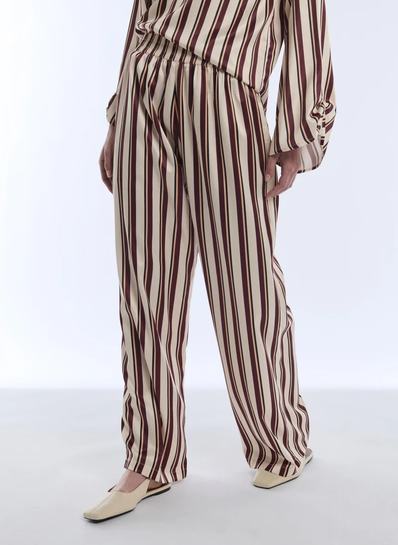 Iyal  Satin Stripe Trouser for Women | Best Price UAE