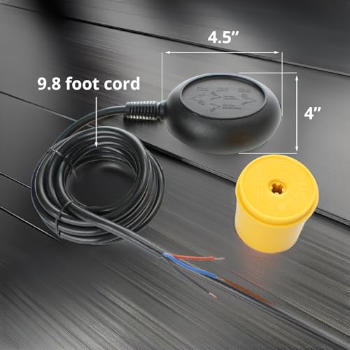 Shopcorp - Water Level Meter Sensor - Float Switch for Sump Pump - Dual Function (Fill or Empty) Operation - NO/NC Control Function, 9.8 Feet Cord Length, 250V and 10A Max Current - XK-15-5 Model - Image 2