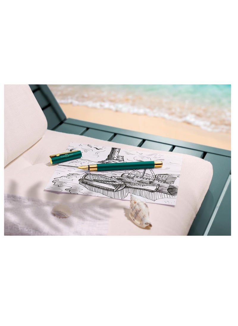 FABER-CASTELL Faber-Castell Neo Slim Fountain Pen Nib Width F Gold Rainforest,The pen is equipped with a high-quality gold-plated stainless steel nib in width F (fine)  - Image 5
