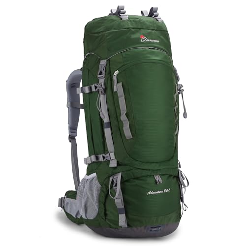 MOUNTAINTOP 80L Internal Frame Backpack for Man & Women Backpacking Hiking Backpack with Rain Cover,Dark Green - Image 1