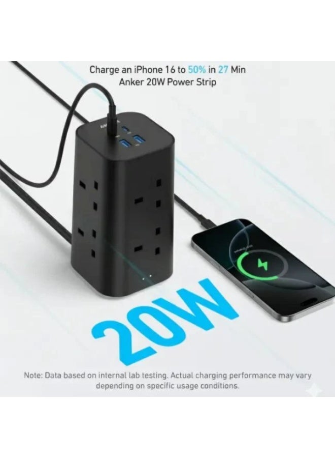 Anker 12-in-1 Multi-Device Power Strip with 8 AC Outlets, 2 USB-C & 2 USB-A Ports, 35W Fast Charging - Image 4