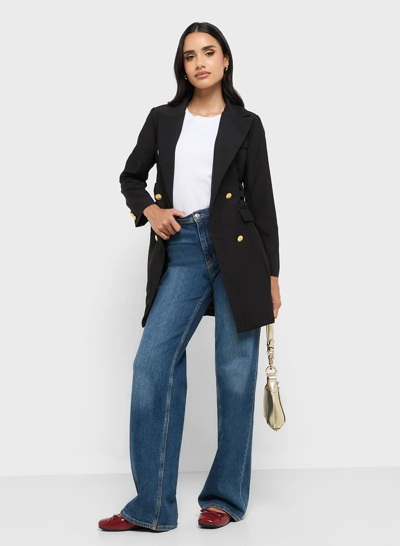 Ginger Double Breasted Longline Belted Jacket