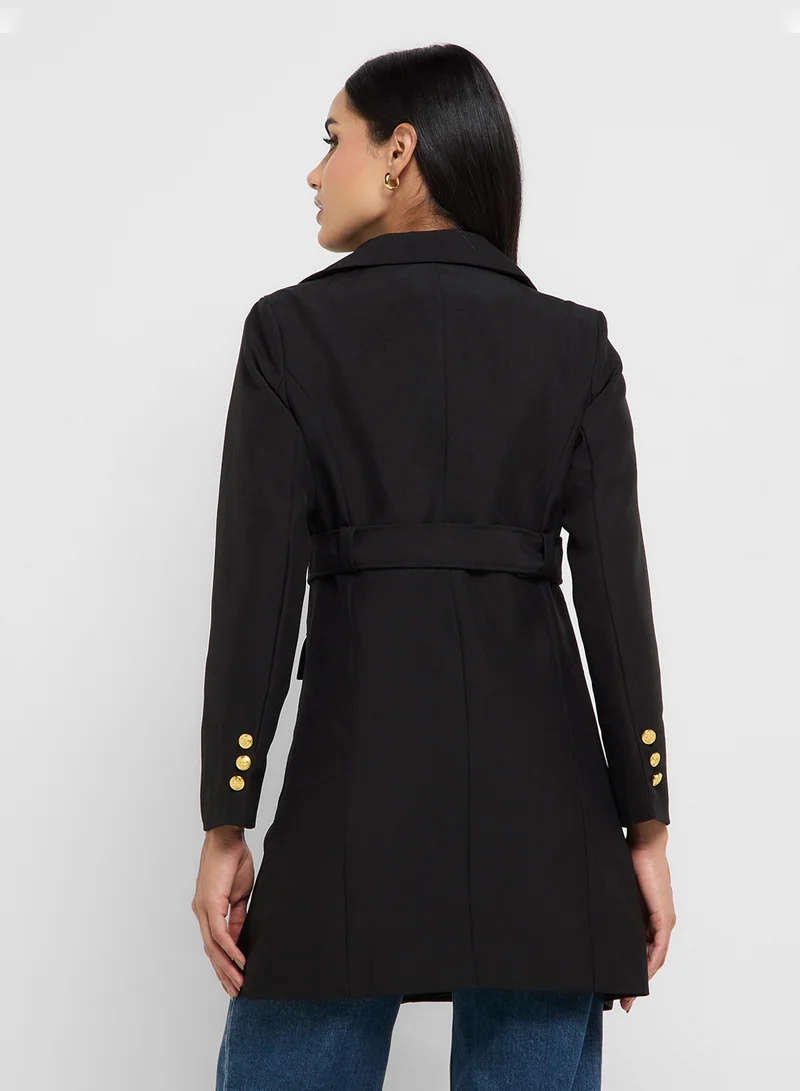 Ginger Double Breasted Longline Belted Jacket