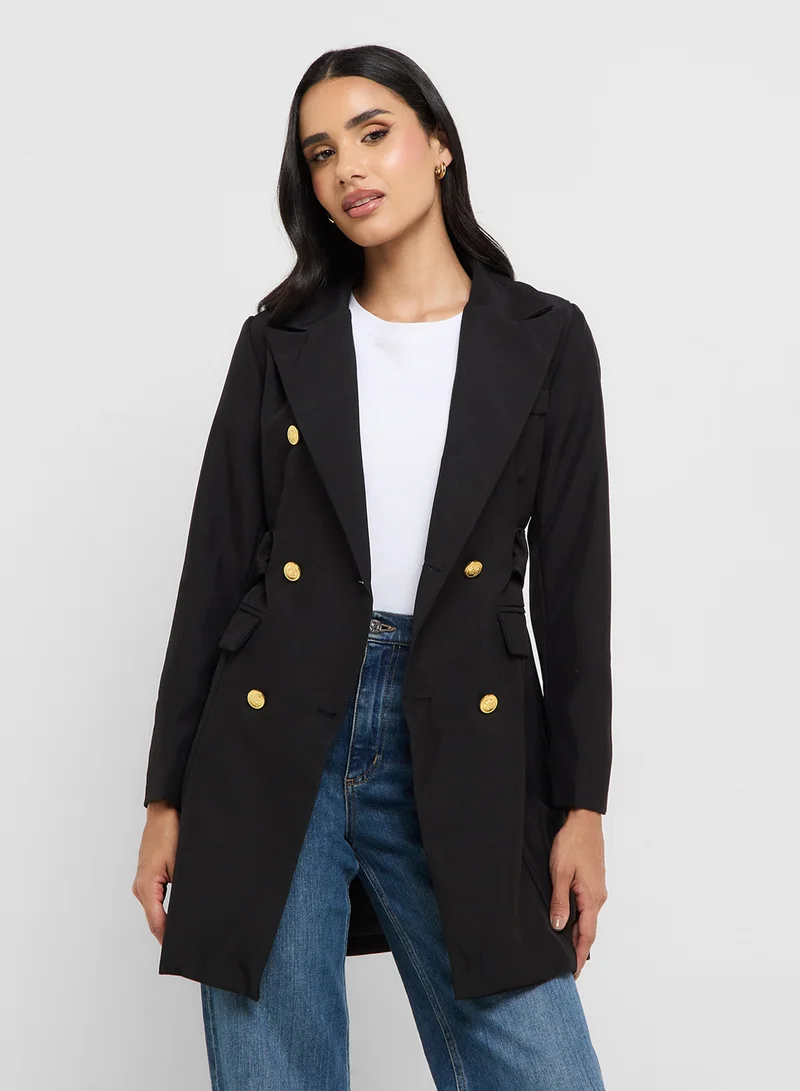 Ginger Double Breasted Longline Belted Jacket