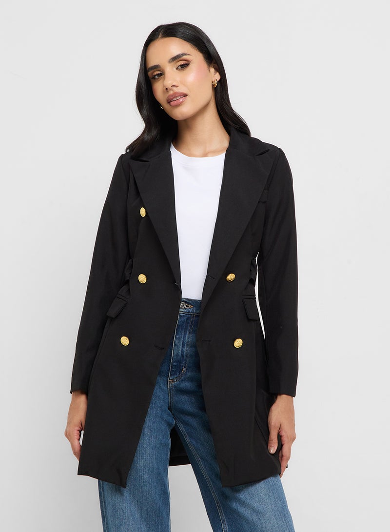Ginger Double Breasted Longline Belted Jacket  - Image 1