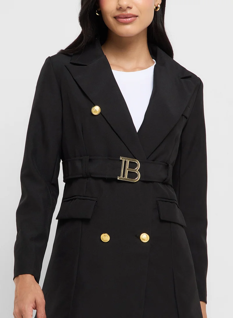 Ginger Double Breasted Longline Belted Jacket