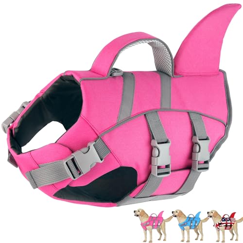 Dogcheer Shark Fin Dog Life Jacket, Adjustable Dog Harness Life Vest for Swimming Boating, Reflective Puppy Swim Vest Pet Flotation Device for Small Medium Large Dogs -Pink, XS - Image 1