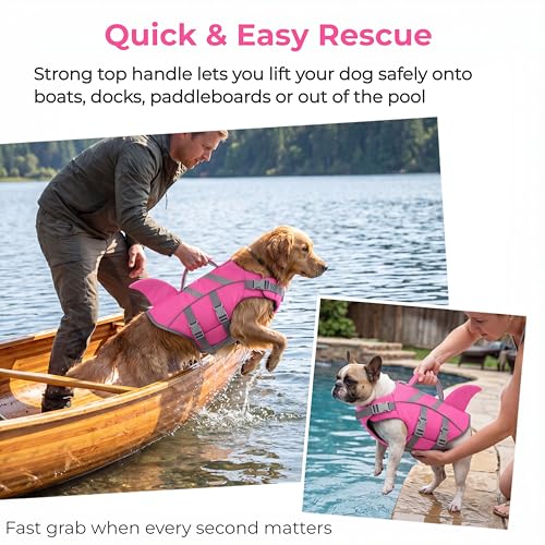 Dogcheer Shark Fin Dog Life Jacket, Adjustable Dog Harness Life Vest for Swimming Boating, Reflective Puppy Swim Vest Pet Flotation Device for Small Medium Large Dogs -Pink, XS - Image 4