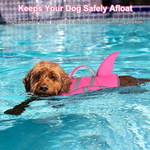 Dogcheer Shark Fin Dog Life Jacket, Adjustable Dog Harness Life Vest for Swimming Boating, Reflective Puppy Swim Vest Pet Flotation Device for Small Medium Large Dogs -Pink, XS - Image 3
