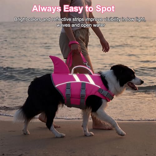 Dogcheer Shark Fin Dog Life Jacket, Adjustable Dog Harness Life Vest for Swimming Boating, Reflective Puppy Swim Vest Pet Flotation Device for Small Medium Large Dogs -Pink, XS - Image 5