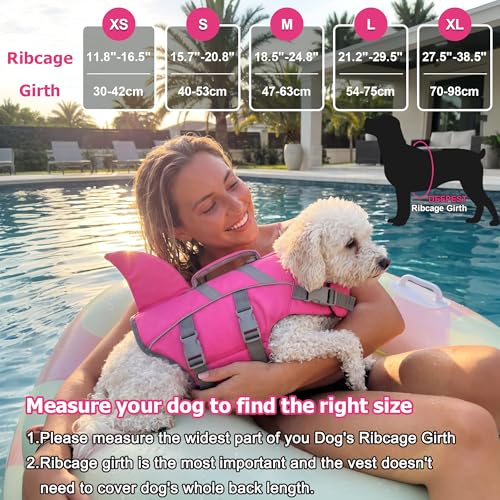 Dogcheer Shark Fin Dog Life Jacket, Adjustable Dog Harness Life Vest for Swimming Boating, Reflective Puppy Swim Vest Pet Flotation Device for Small Medium Large Dogs -Pink, XS - Image 2
