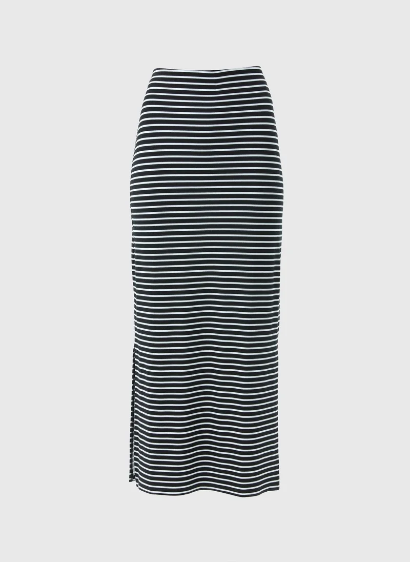 Matalan Black Stripe Jersey Maxi Skirt