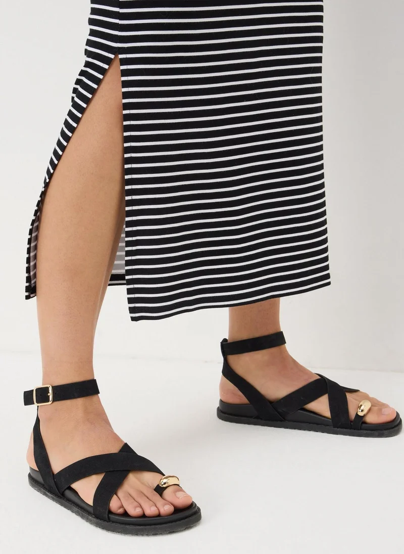 Matalan Black Stripe Jersey Maxi Skirt