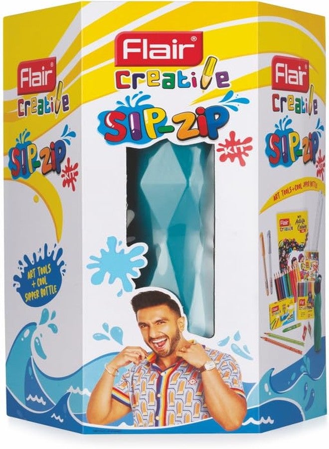 فلير مجموعة أدوات الكتابة والتلوين والرسم والحرف اليدوية من سلسلة Flair Creative Series Sip Zip Art Smart Kit | مجموعة أدوات مدرسية، مثالية كهدية للأطفال | تُستخدم للكتابة والتلوين والرسم والحرف اليدوية | تتضمن كوبًا ملونًا - قد يختلف اللون - Image 2