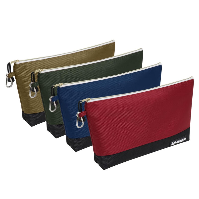 LeMotech Zipper Tool Bag StandUp Tool Pouch with CarabinersUtility BagWater Resistant Storage Bag12x68Inch RedBrownBlueOlive 4 Pack - Image 2