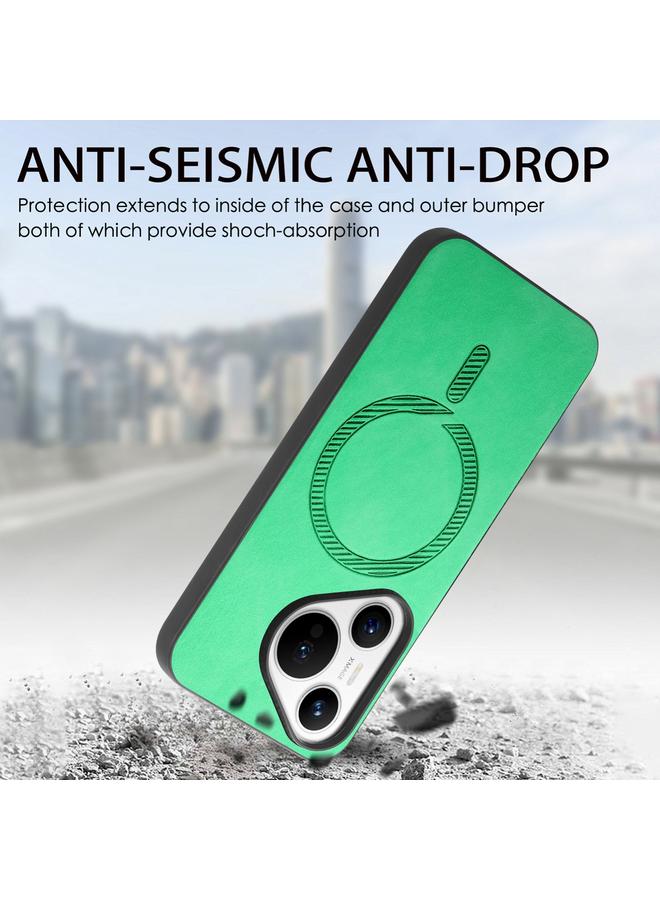 Zaboon Case For Huawei Pura 70 Pro Solid Color Retro Magsafe PU Back Cover Phone Case - Image 5