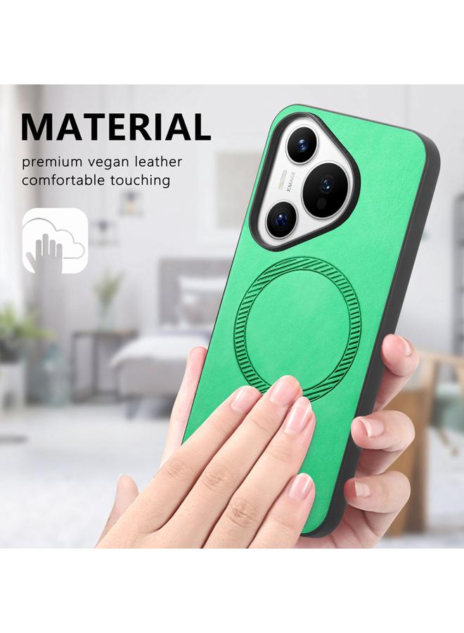 Zaboon Case For Huawei Pura 70 Pro Solid Color Retro Magsafe PU Back Cover Phone Case - Image 4