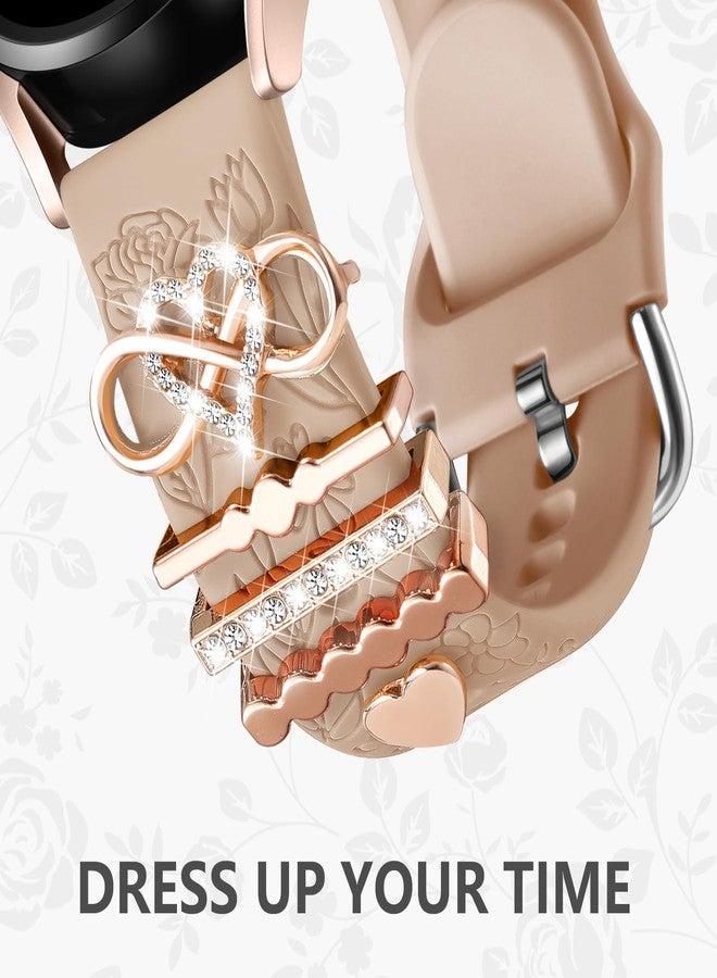 داجين سوار DaQin محفور عليه زهور، متوافق مع ساعة سامسونج جالاكسي 7 (موديلات FE 6، 5، 4، مقاس 40 مم، 44 مم)، وساعة جالاكسي أكتيف 2 (مقاس 20 مم)، سوار بديل من السيليكون الناعم مع تعليقات زخرفية، إكسسوارات نسائية. - Image 4