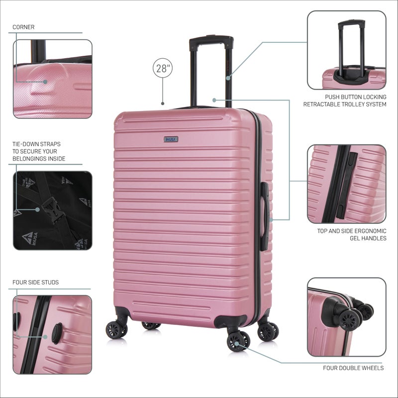 InUSA DEEP Luggage with GEL Handle | Spacious Traveling Suitcases, Travel Suitcase with Dual Spinner Wheels and Studs | 28 Inch Large Hardside Luggage | Rose Gold - Image 3