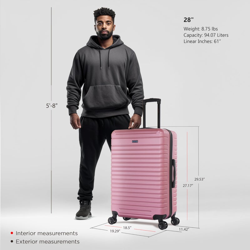 InUSA DEEP Luggage with GEL Handle | Spacious Traveling Suitcases, Travel Suitcase with Dual Spinner Wheels and Studs | 28 Inch Large Hardside Luggage | Rose Gold - Image 2