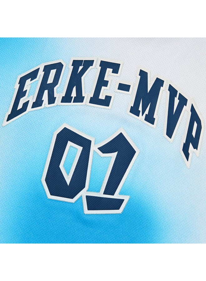 Erke Boys' Big Kids Sportswear Set Children's Summer Sleeveless Basketball Set Sky Blue 130 - Image 2