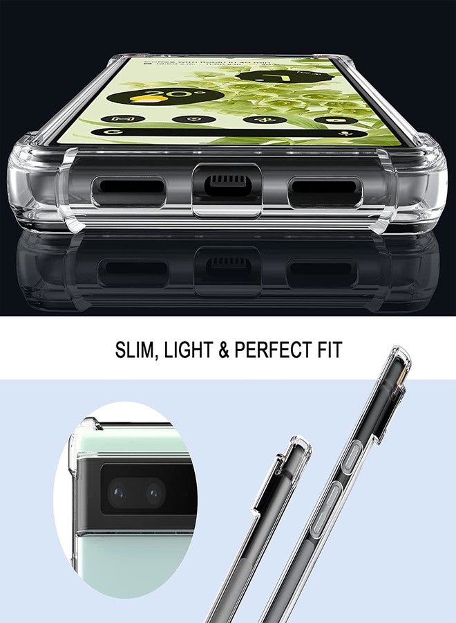 KIOMY جراب KIOMY لهاتف Google Pixel 6a، غطاء واقٍ مقاوم للصدمات، تصميم هجين، ظهر صلب من البولي كربونات + حافة مرتفعة من مادة TPU المرنة، تصميم نحيف مع وسائد هوائية في الزوايا، شفاف تمامًا - Image 5