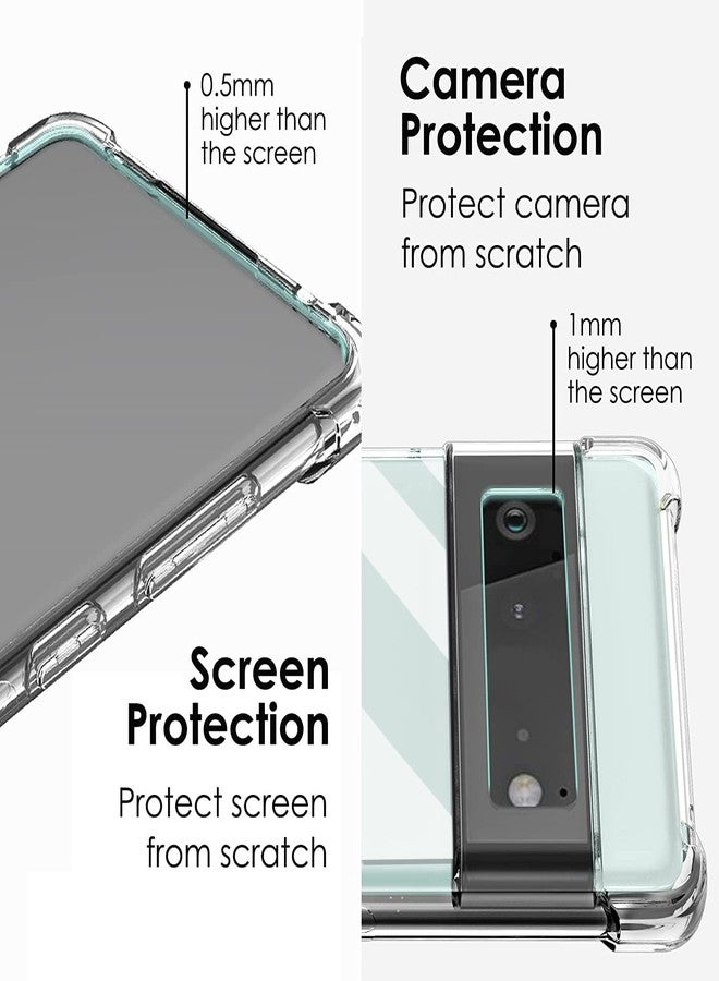 KIOMY جراب KIOMY لهاتف Google Pixel 6a، غطاء واقٍ مقاوم للصدمات، تصميم هجين، ظهر صلب من البولي كربونات + حافة مرتفعة من مادة TPU المرنة، تصميم نحيف مع وسائد هوائية في الزوايا، شفاف تمامًا - Image 3
