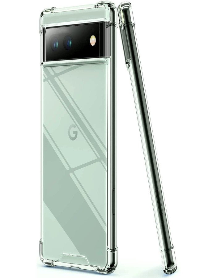 KIOMY جراب KIOMY لهاتف Google Pixel 6a، غطاء واقٍ مقاوم للصدمات، تصميم هجين، ظهر صلب من البولي كربونات + حافة مرتفعة من مادة TPU المرنة، تصميم نحيف مع وسائد هوائية في الزوايا، شفاف تمامًا - Image 1