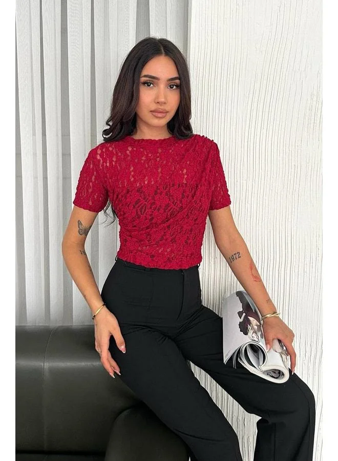 Noa Noa Women's Lace Short Sleeve Blouse - Bold Grace