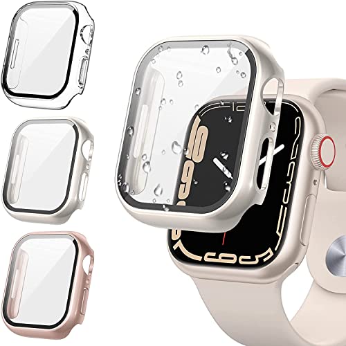 Tensea [3PCS for Apple Watch Screen Protector Case 41mm Series 9/8/7 Accessories, iWatch Protective Face Cover for Women Men, Tempered Glass Film Hard Bumper for iPhone Watch 41 mm - Image 1