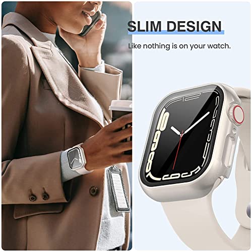 Tensea [3PCS for Apple Watch Screen Protector Case 41mm Series 9/8/7 Accessories, iWatch Protective Face Cover for Women Men, Tempered Glass Film Hard Bumper for iPhone Watch 41 mm - Image 4