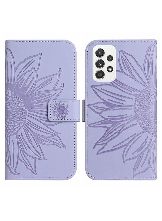 اس-توب جراب لهاتف Samsung Galaxy A23 مصنوع من الجلد بتصميم زهرة الشمس مع حبل تعليق - Image 2