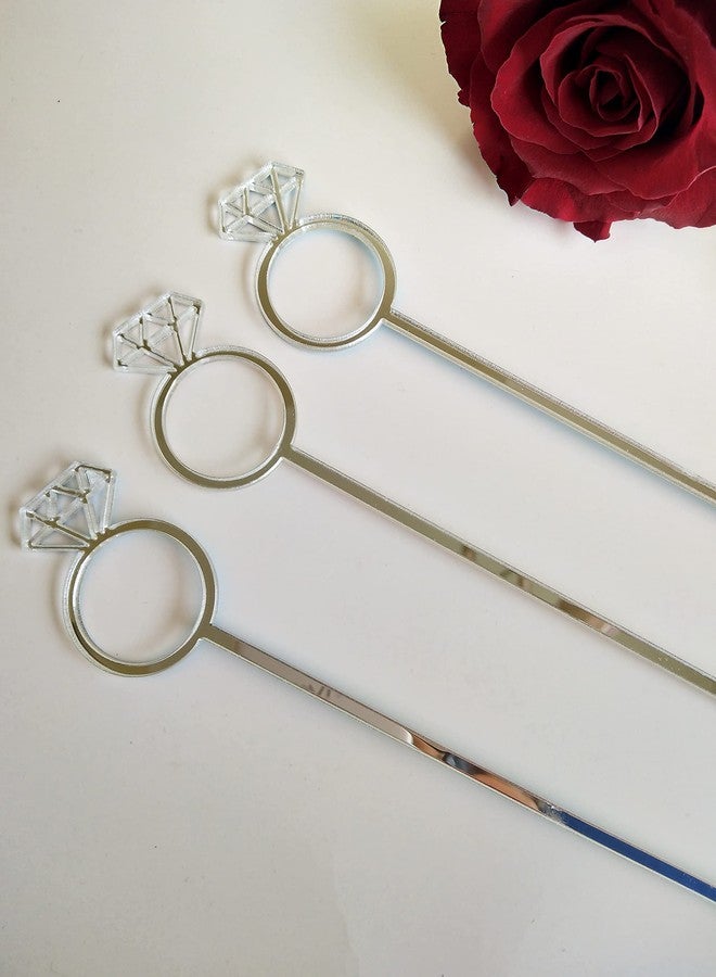 XIAOYUE Set of 20 Diamond Ring Cocktail Stirrers Swizzle Stir Stick, Stirring Sticks Diamond Ring for Party& Festival Décor (Silver Mirror) - Image 5