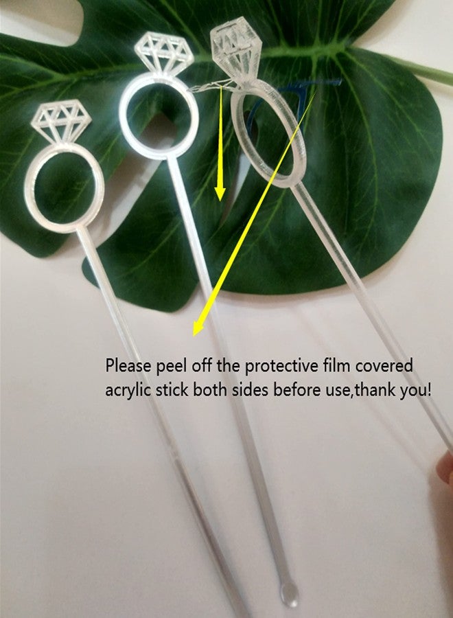 XIAOYUE Set of 20 Diamond Ring Cocktail Stirrers Swizzle Stir Stick, Stirring Sticks Diamond Ring for Party& Festival Décor (Silver Mirror) - Image 3