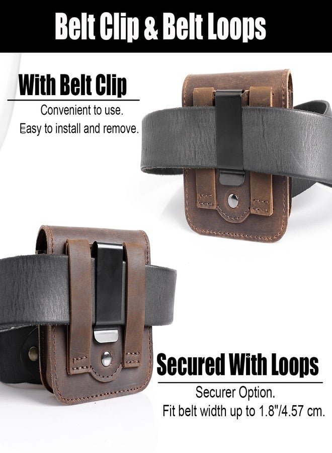 Topstache Leather Phone Holster for Samsung Galaxy Z Flip 6/5/4/3, Belt Clip Cell Phone Case for Motorola Razr Plus 2024/2023, Holster Belt Case Small Pouch for Motorola Razr 5G, Darkbrown - Image 4