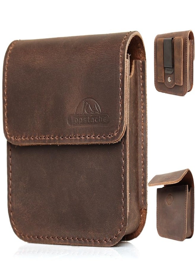 Topstache Leather Phone Holster for Samsung Galaxy Z Flip 6/5/4/3, Belt Clip Cell Phone Case for Motorola Razr Plus 2024/2023, Holster Belt Case Small Pouch for Motorola Razr 5G, Darkbrown - Image 1