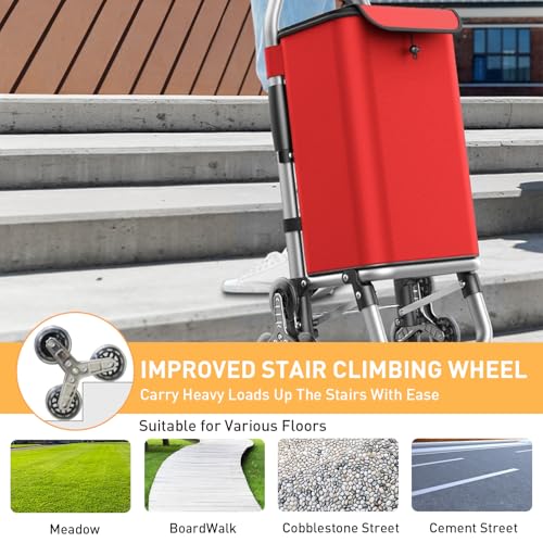 ISWEES Heavy Duty 3 in 1 Shopping Cart, Foldable Hand Truck with 6 Wheels, 110 lbs Grocery Cart, Portable Utility Dolly, Waterproof Bag for Moving, Camping - Image 4