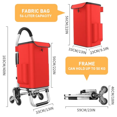 ISWEES Heavy Duty 3 in 1 Shopping Cart, Foldable Hand Truck with 6 Wheels, 110 lbs Grocery Cart, Portable Utility Dolly, Waterproof Bag for Moving, Camping - Image 2