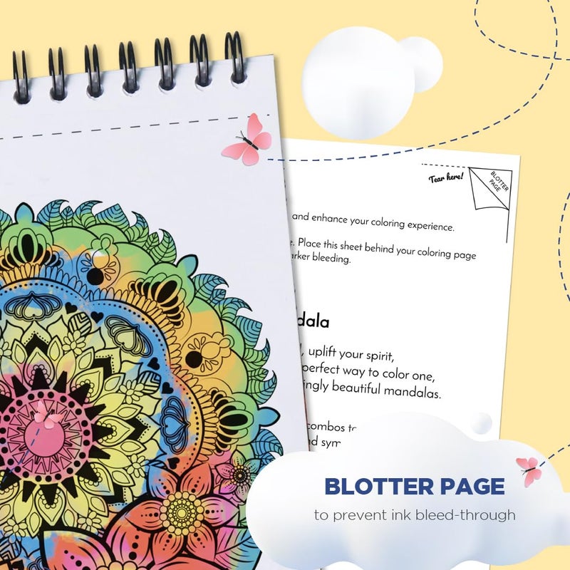 ColorIt كتاب تلوين الكبار ملوناته المجلد الثالث مع 50 نمط ماندالا للاسترخاء وتخفيف التوتر - يشمل صفحات مثقوبة، ورق سميك، أغلفة صلبة، وصفحة امتصاص الحبر - Image 5