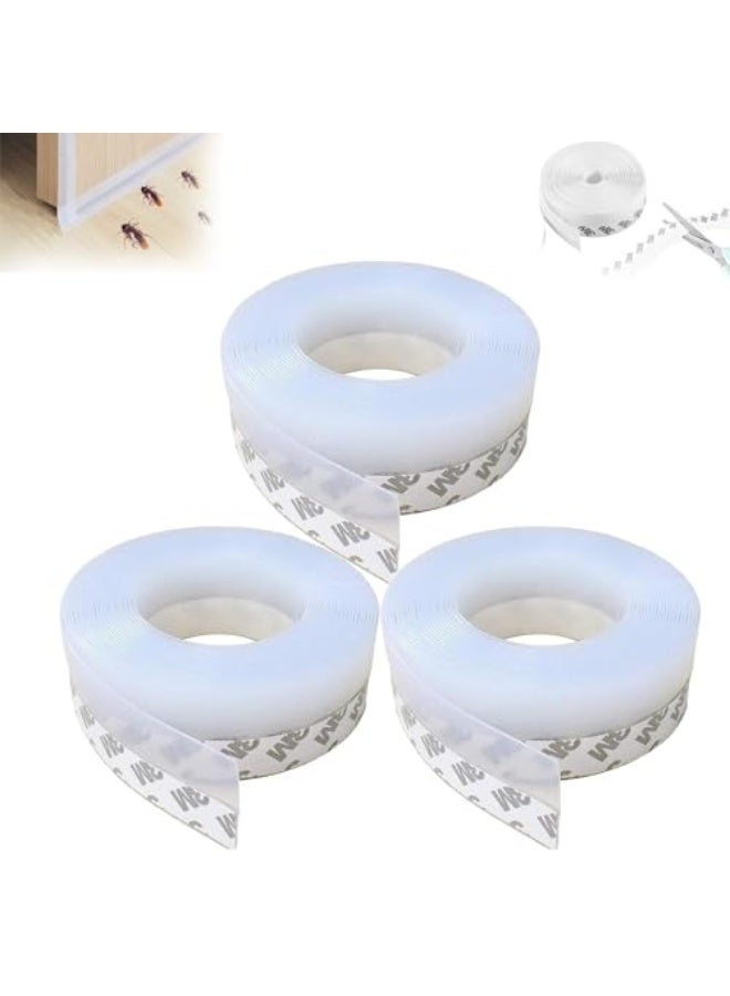 3 Pack Silicone Seal Strip Door Seal Strip Door Weather Stripping Self Adhesive Soundproof Windscreens Used to keep out bugs, air, dust, windbreaks for bathrooms and door and window glass gaps - Image 1